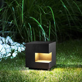 Lampe de Jardin Extérieur Solaire en Forme de Cube Noir Minimaliste